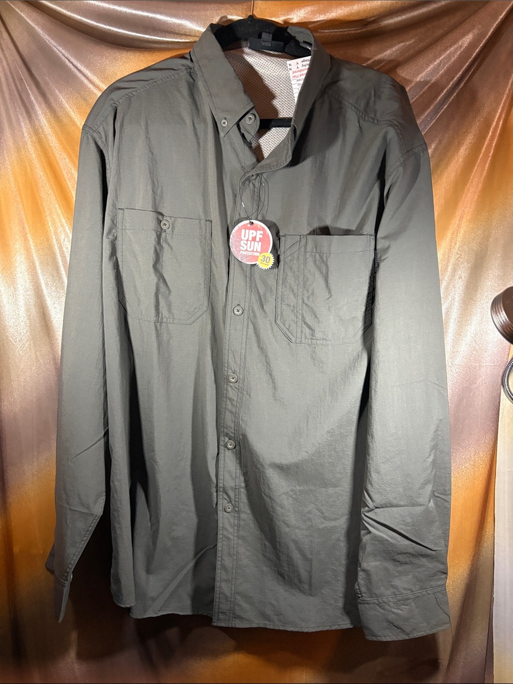 Wolverine NWT Upf 30 Lightweight Olive brown Button-Up Shirt. NN